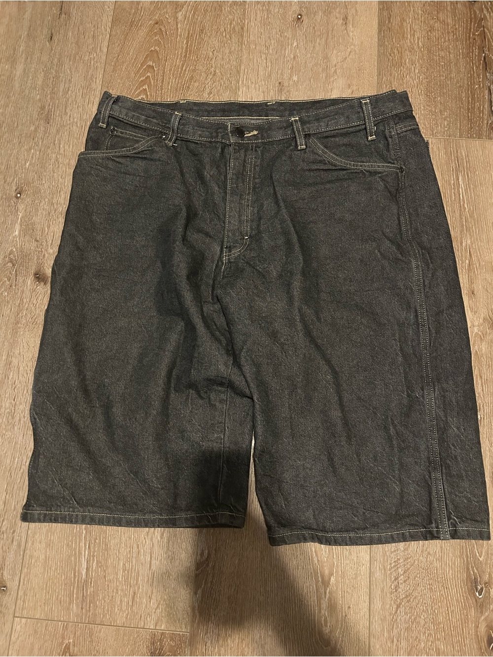 Baggy Dickies Men's Charcoal Denim Work Shorts